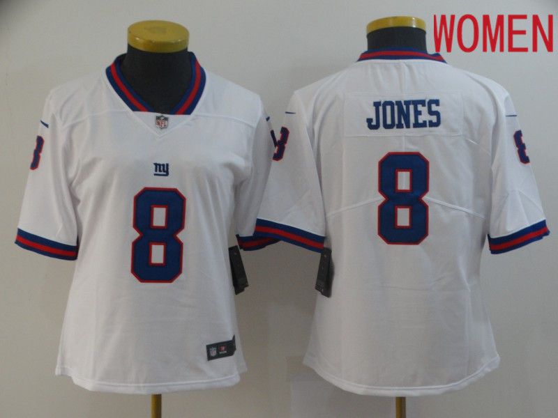 Women New York Giants #8 Jones White Nike Color Rush Limited NFL Jerseys